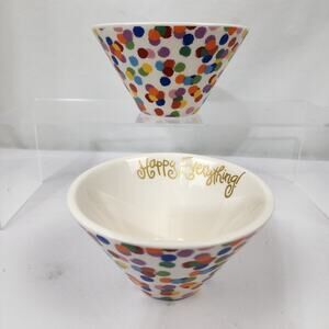 2 Coton Colors Happy Everything Laura Johnson Polka Dot Confetti Bowl Dish 5x3"